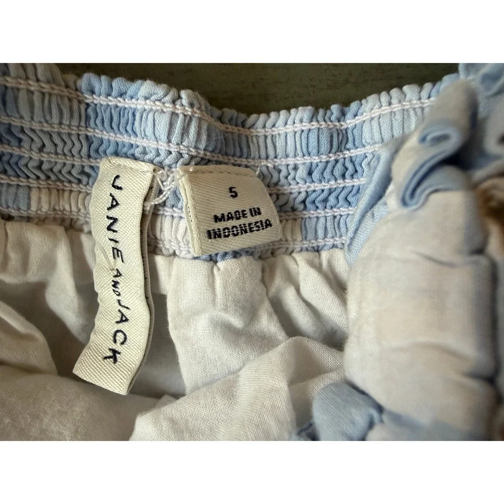 Janie and Jack Girls Blue Gingham Smocked Ruffle Tank Top Size 5 Cotton